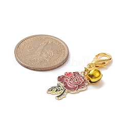 合金エナメルペンダント装飾  真鍮のベルチャームと亜鉛合金のカニカン付き  ミックスカラー  34~40.5mm  5個/セット&nbsp;HJEW-JM00960