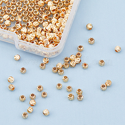 真鍮ビーズ  ニッケルフリー  ラウンド  18KGP本金メッキ  3x2.5mm  穴：1~1.2mm  300個/箱&nbsp;KK-HY0003-33