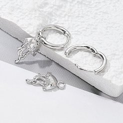 Brass Clear Cubic Zirconia Hoop Earrings&nbsp;EJEW-Q014-04P