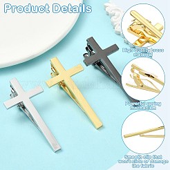 真鍮製ネクタイピン 3色 3個  クロス  ミックスカラー  58x27.5x21.5mm  1pc /カラー&nbsp;BUTT-CJ0001-11
