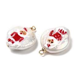 Baroque Style Natural Keshi Pearl Pendants with Enamel&nbsp;PEAR-G013-02B