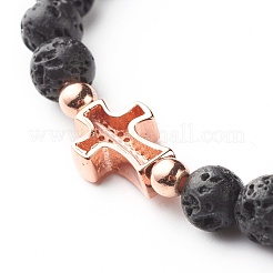 Natural Garnet & Lava Rock Round Beads Stretch Bracelets Set&nbsp;BJEW-JB06982-01