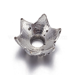 アンティークシルバーチベットシルバーファンシービーズキャップ  無鉛の  花  直径約7mm  高差3mm  穴：2mm&nbsp;X-AA188