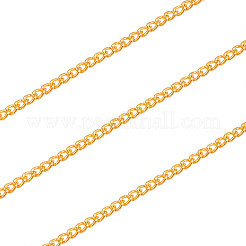 真鍮ツイストチェーン  カーブチェーン  溶接されていない  スプールで  ゴールドカラー  リンク：2x1x0.35mm  約10m /ロール&nbsp;CHC-CJ0001-11