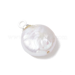Natural Keshi Pearl Flat Round Charms&nbsp;PALLOY-JF05077-02