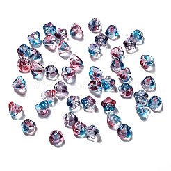 透明なチェコのガラスビーズ  ツートン  花  ミディアムブルー  6.5x5mm  穴：0.8mm  約357~363個/袋&nbsp;GLAA-G070-05B-013