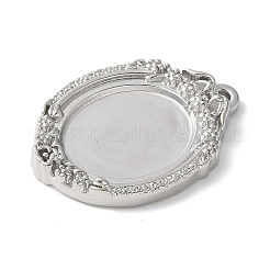 真鍮ペンダントカボションセッティング  プラチナ  オーバル  トレイ：21x17mm  36x26x5mm  穴：1.8mm&nbsp;LS-KK-V005-02P-01