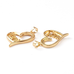 Brass Micro Pave Clear Cubic Zirconia Pendants&nbsp;ZIRC-J039-02G