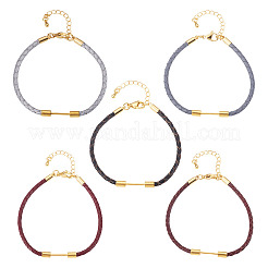 5Pcs 5 Colors 3MM Braided Round Imitation Leather Cord Bracelet Making&nbsp;MAK-TA0001-35C