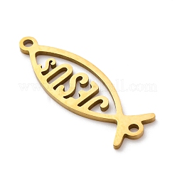 201 Stainless Steel Hollow Religion Jesus Fish Connector Charms&nbsp;STAS-V014-03G