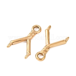 304ステンレススチールペンダントベイル  Y字型  イオンプレーティング（ip）  ゴールドカラー  13.5x9x2mm  穴：1.6mm&nbsp;STAS-G385-02G