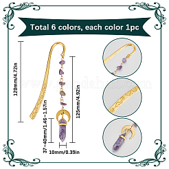 弾丸天然宝石ブックマーク  合金フックブックマーク  125mm  6個/セット&nbsp;AJEW-SC00013