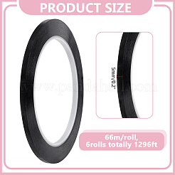 66mペット粘着テープ  ブラック  5mm&nbsp;AJEW-WH0481-171B