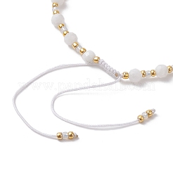 Adjustable Natural Rainbow Moonstone & Glass Braided Bead Bracelet&nbsp;BJEW-JB10137-04