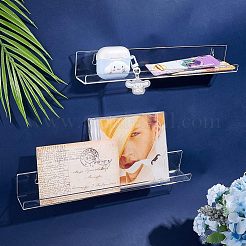 U字型アクリル壁掛けディスプレイスタンド  鉄ネジとプラスチックプラグ付き  透明  31x4.1x0.4x4.3cm  内径：0.75x1.6のCM&nbsp;ODIS-WH0038-01
