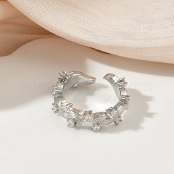 Brass Micro Pave Cubic Zirconia Cuff Open Rings&nbsp;RJEW-C163-10P