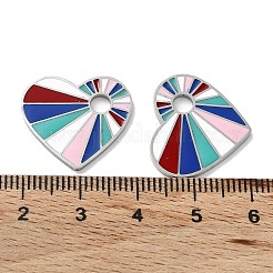 304ステンレススチールエナメルペンダント  ハートチャーム  ステンレス鋼色  18x20x1.5mm  穴：3.5mm&nbsp;LS-STAS-P339-17P-01
