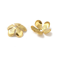 304ステンレススチールビーズキャップ  5  - 花びらの花  ゴールドカラー  11.5x3mm  穴：1.5mm&nbsp;STAS-P363-04A-G