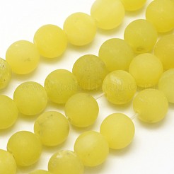 天然なレモンジェイドのラウンドビーズ連売り  艶消し  ラウンド  8mm  穴：1mm  約44~46個/連  14~5.14インチ&nbsp;X-G-D677-8mm