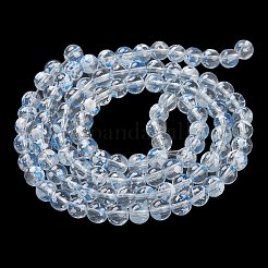 ベーキングペイント透明ガラスビーズ連売り  ラウンド  ディープスカイブルー  8mm  穴：1.2mm  約102個/連  30.24''（76.8センチメートル）&nbsp;DGLA-R053-02C