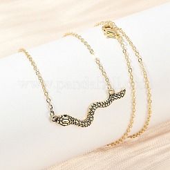 Brass Pave Black Cubic Zirconia Snake Pendant Necklaces&nbsp;NJEW-D320-02ASG