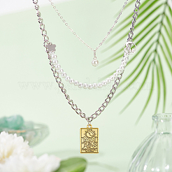 60 個 6 スタイルラックメッキ合金ペンダント  タロット チャーム付きの長方形  アンティーク黄金  23x14x1.5mm  穴：1.8mm  10個/スタイル&nbsp;FIND-DC0003-78