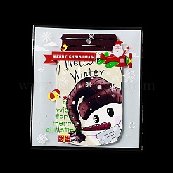 クリスマステーマのプラスチック耐熱皿バッグ  粘着式  チョコレート用  キャンディ  クッキー  正方形  ライトグレー  130x100x0.2mm  約100個/袋&nbsp;OPP-Q004-05C