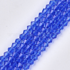 透明ガラスビーズ連売り  多面カット  双円錐形  ミックスカラー  6x5.5~6mm  穴：1mm  約44~47個/連  24.5~25cm&nbsp;GLAA-Q080-6mm-C