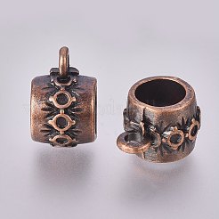 合金チューブベイル  ループベイル  保釈ビーズ  カドミウムフリー＆ニッケルフリー＆鉛フリー  バレル  赤銅鉱  約15長いメートル  11 mm幅  厚さ10mm  穴：2.5mm  内径：5mm  アンティーク黄金&nbsp;X-EAAA097Y-R