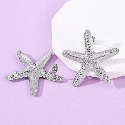 304ステンレススチール製ヒトデスタッドピアス  ステンレス鋼色  33x34.5mm&nbsp;EJEW-Z135-02P-03