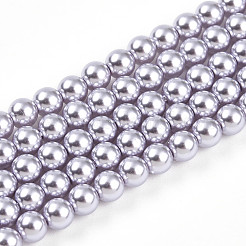 ベーキングペイントパール化ガラスパールビーズ連売り  ラウンド  ラベンダー  4mm  穴：0.6mm  約103~104個/連  15.75~15.94インチ（40~40.5cm）&nbsp;HY-N002-4mm-A04