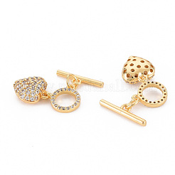 Brass Micro Pave Clear Cubic Zirconia Toggle Clasps&nbsp;KK-S354-295A-01-NF