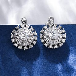 真鍮マイクロペーブクリアキュービックジルコニアスタッドピアス  花  プラチナ  21.5x16mm&nbsp;EJEW-C130-01P