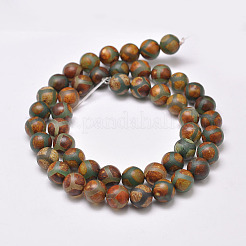 Tibetan Style Turtle Back Pattern dZi Beads Strands&nbsp;X-G-P229-A-04-8mm