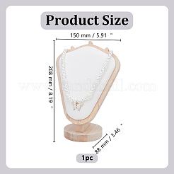 木製ネックレスディスプレイスタンド  ベルベットマット付き  バスト形状  ホワイト  15x8.8x20.8cm&nbsp;NDIS-WH0003-024