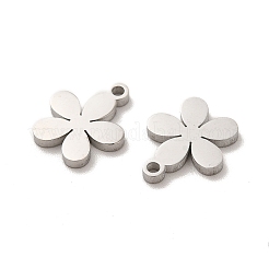 変色しない304ステンレススチールチャーム  レーザー切断  花のチャーム  ステンレス鋼色  12.5x10.5x1.4mm  穴：1.4mm&nbsp;STAS-M089-36P
