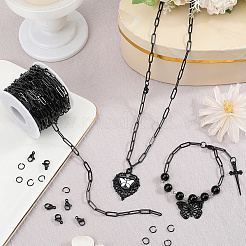 304ステンレススチールチェーンネックレス/ブレスレットのDIYキット  ブラック  6~12x4~7x0.8~3mm&nbsp;DIY-SP0003-51A