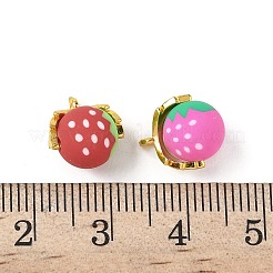 手作り樹脂粘土ペンダント  丸くフルーツ柄  真鍮パーツ  ゴールドカラー  11.5x10x8mm  穴：1mm&nbsp;CLAY-I012-04G