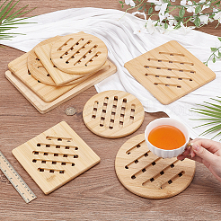 8Pcs 4 Styles Bamboo Cup Mats&nbsp;DJEW-GO0001-18