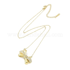 304 Stainless Steel Crystal Rhinestone Cable Chain Bowknot Pendant Necklaces for Women&nbsp;NJEW-C055-09G