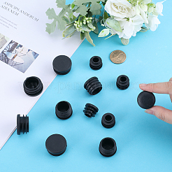 30種類のプラスチック製穴プラグ3個  穴プラグのスナップ  ポストパイプインサートエンドキャップ  家具フェンシング用  ラウンド  ブラック  20~30x9.5~21mm  10個/スタイル&nbsp;AJEW-GF0008-01