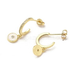 Ring & Evil Eye Real 18K Gold Plated Brass Stud Earrings&nbsp;EJEW-L268-037G-04