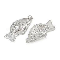 真鍮チャーム  魚のチャーム  丸カン付き  ラックめっき  鉛フリー＆カドミウムフリー  長持ちメッキ  プラチナ  34.5x16x5mm  穴：3.4mm&nbsp;KK-L240-27P