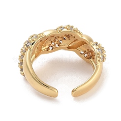 Twist Brass Micro Pave Clear Cubic Zirconia Open Cuff Ring for Women&nbsp;RJEW-C102-04G