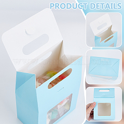 見える窓付きの紙製ギフト収納ボックス  梱包用段ボール箱  ディープスカイブルー  9.8x6x15cm&nbsp;CON-WH0110-003A-01