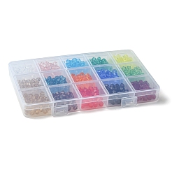15連売り15色透明ガラスビーズ連売り  多面カット  双円錐形  ミックスカラー  6x6mm  穴：1mm&nbsp;EGLA-FS0001-46