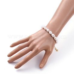 Natural Baroque Pearl Keshi Pearl Beaded Bracelets&nbsp;BJEW-JB05262