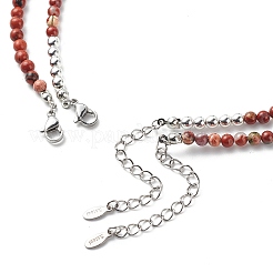 2Pcs 2 Style Natural Red Jasper Teardrop Pendant Necklaces Set&nbsp;NJEW-JN04064
