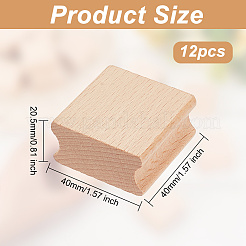 Unfinished Beech Wooden Grooved Square Shape&nbsp;WOOD-WH0124-25