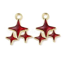 合金エナメルチャーム  ライトゴールド  星のチャーム  ファイヤーブリック  18x14x2mm  穴：2.2mm&nbsp;ENAM-WH0057-33E